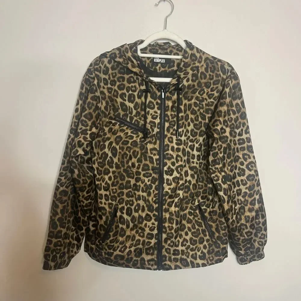 $365 The Kooples Animal Printed Hooded Windbreaker Jacket NWT